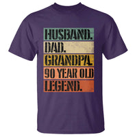 Husband Dad Grandpa 90 Year Old Legend T Shirt Funny 90th Birthday Fathers Day