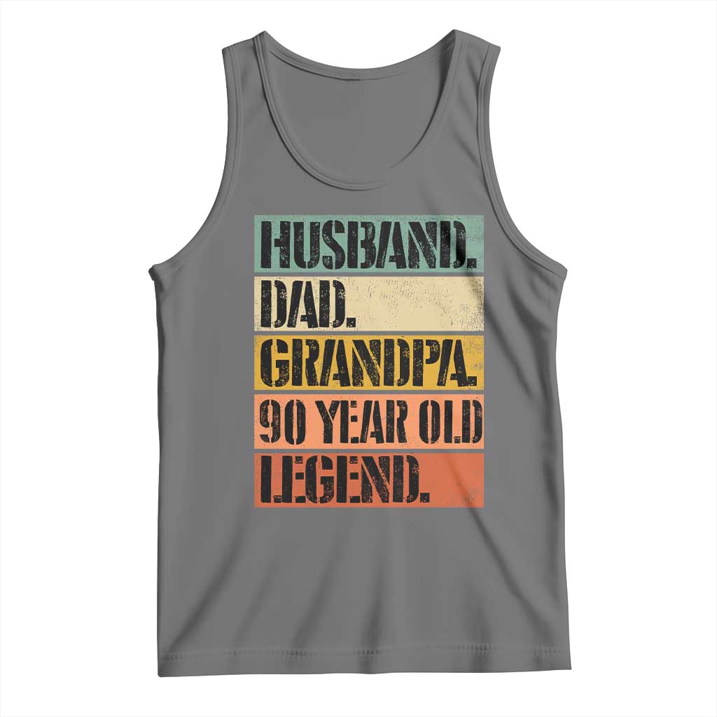 Husband Dad Grandpa 90 Year Old Legend Tank Top Funny 90th Birthday Fathers Day