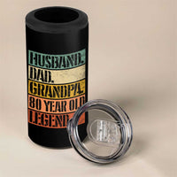 Husband Dad Grandpa 80 Year Old Legend 4 in 1 Can Cooler Tumbler Funny 80th Birthday Fathers Day
