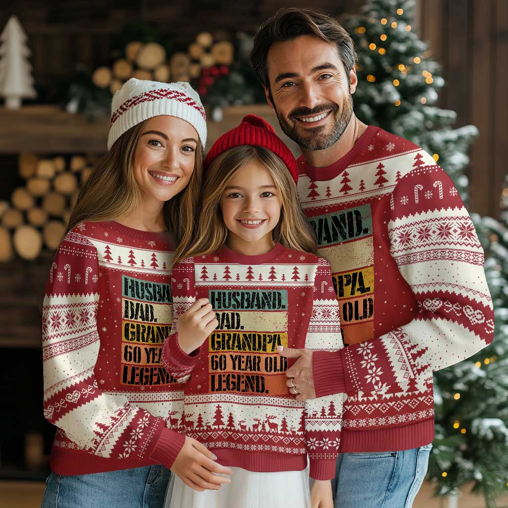 Husband Dad Grandpa 60 Year Old Legend Ugly Christmas Sweater Funny 60th Birthday Fathers Day