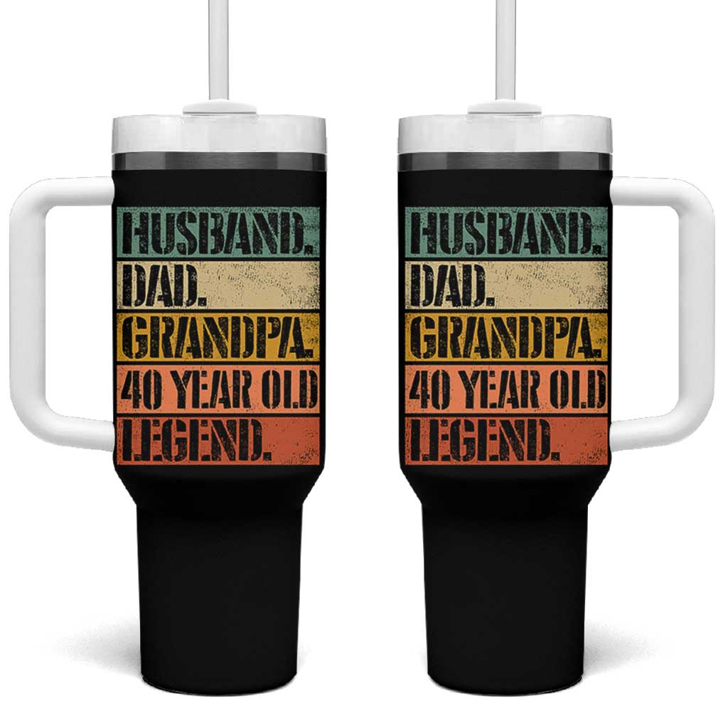 Husband Dad Grandpa 40 Year Old Legend Tumbler With Handle Funny 40th Birthday Fathers Day