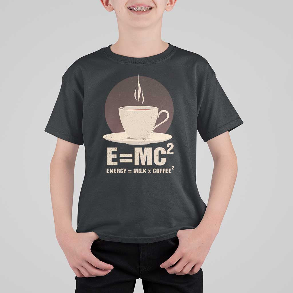 Funny Science T Shirt For Kid E=MC2 Energy Milk Coffee Formula - Wonder Print Shop