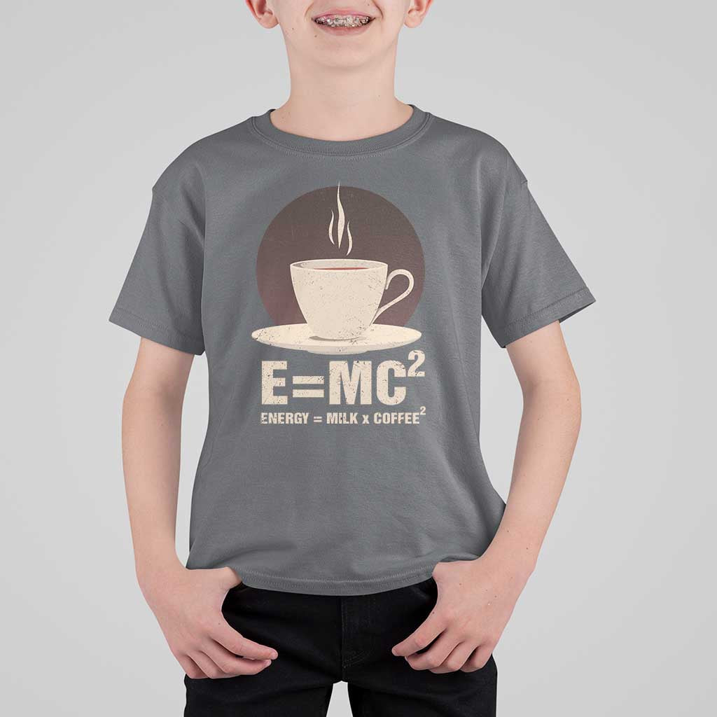 Funny Science T Shirt For Kid E=MC2 Energy Milk Coffee Formula - Wonder Print Shop