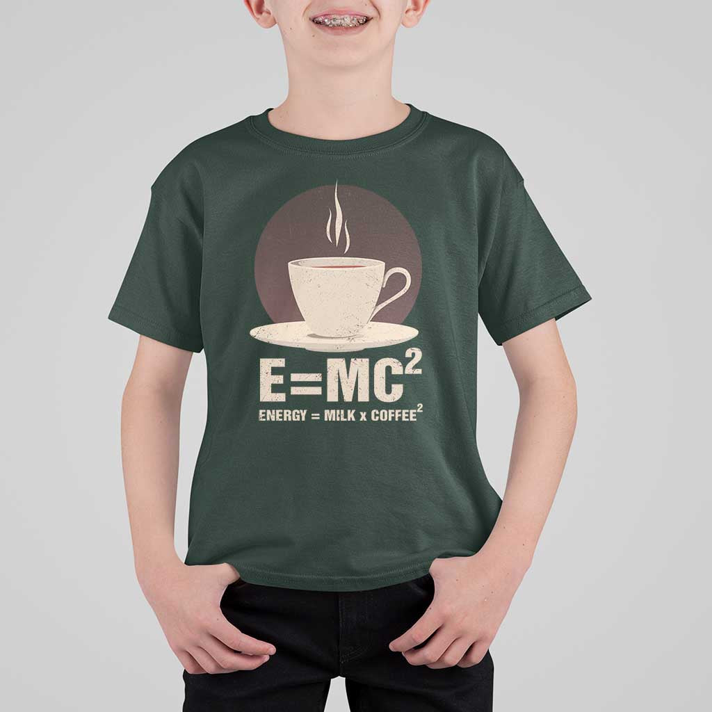 Funny Science T Shirt For Kid E=MC2 Energy Milk Coffee Formula - Wonder Print Shop