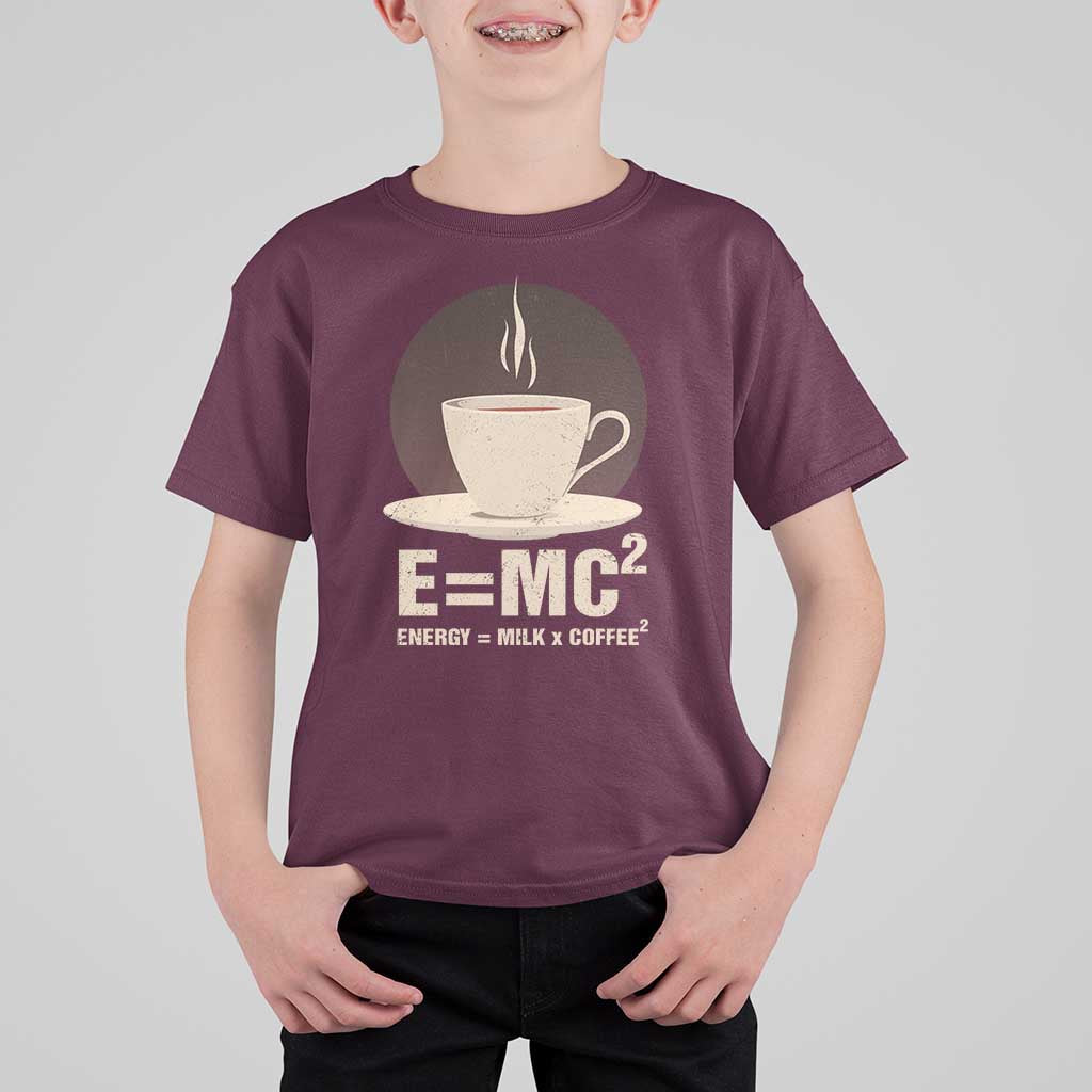 Funny Science T Shirt For Kid E=MC2 Energy Milk Coffee Formula - Wonder Print Shop