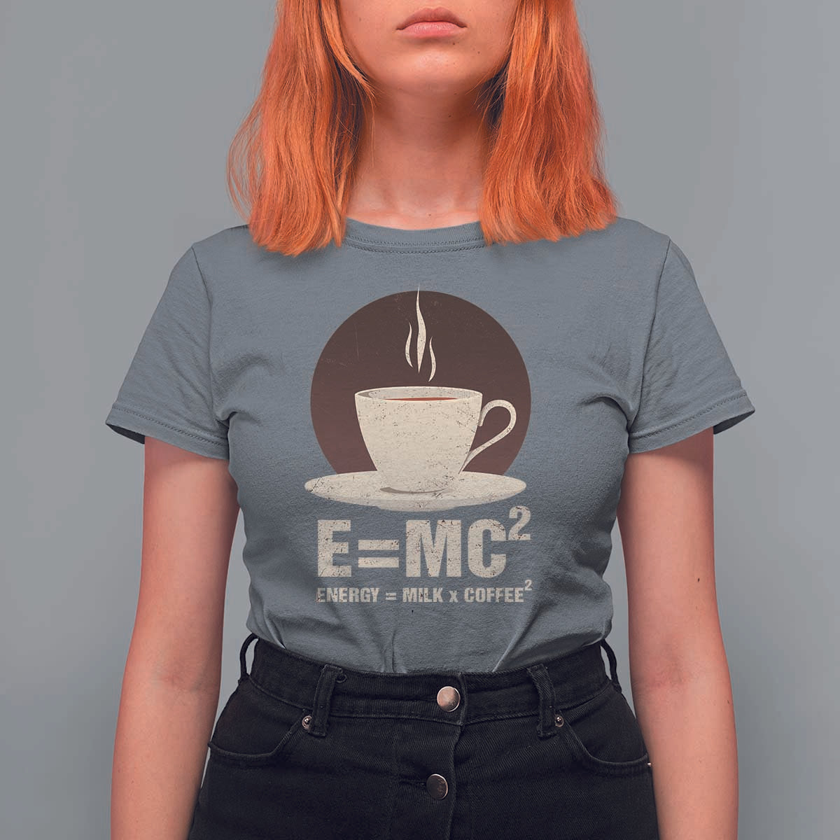 Funny Science T Shirt For Women E=MC2 Energy Milk Coffee Formula - Wonder Print Shop