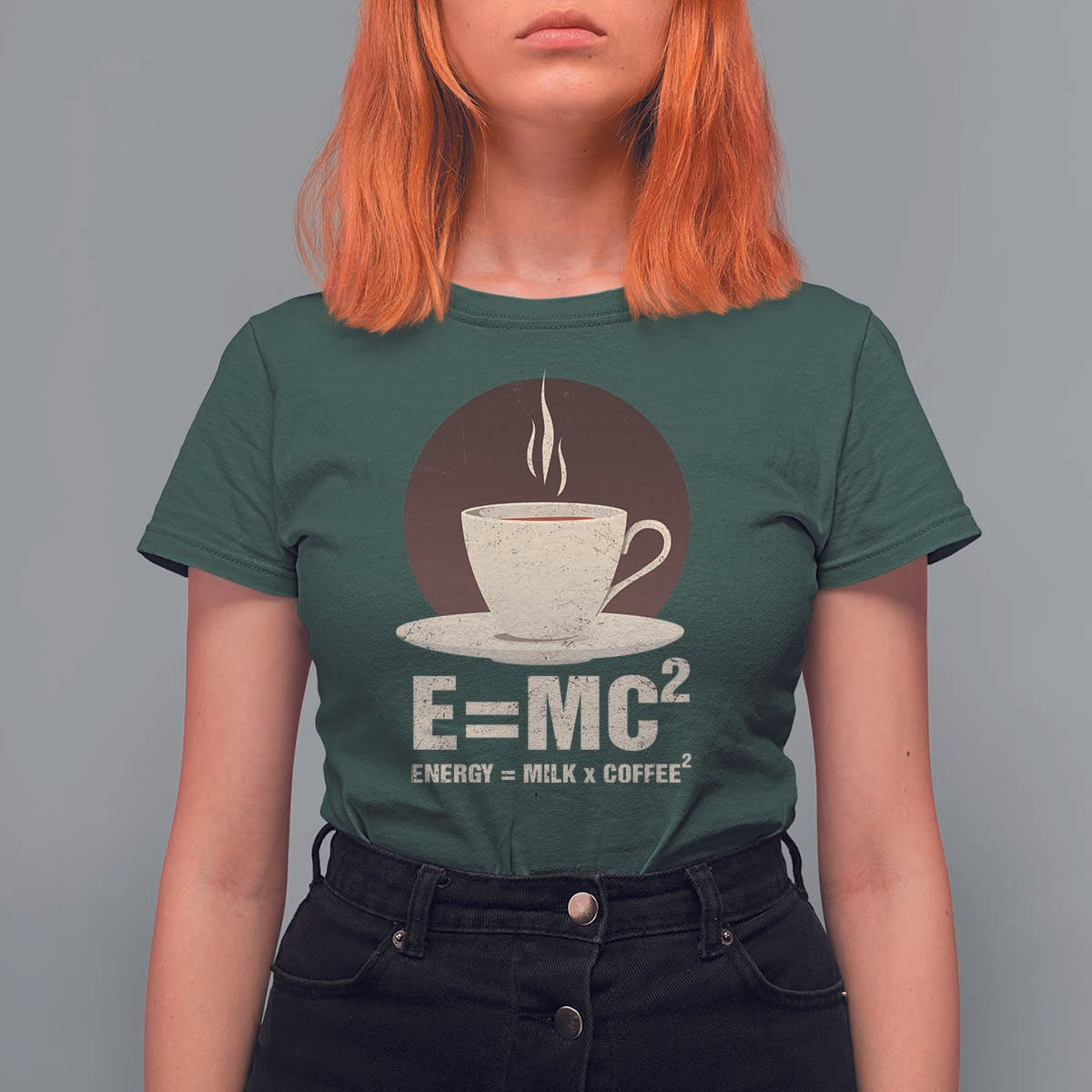 Funny Science T Shirt For Women E=MC2 Energy Milk Coffee Formula - Wonder Print Shop