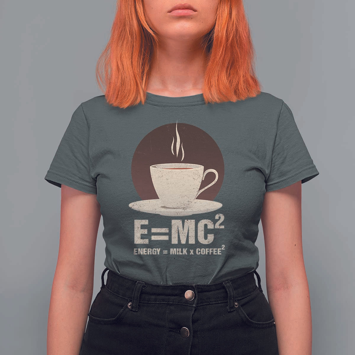 Funny Science T Shirt For Women E=MC2 Energy Milk Coffee Formula - Wonder Print Shop