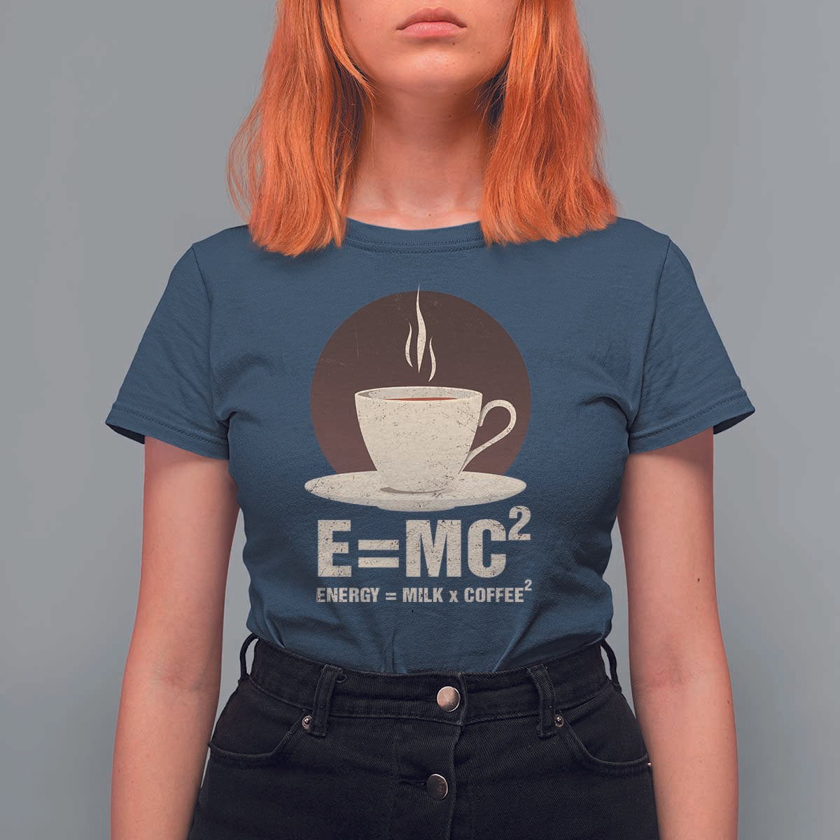 Funny Science T Shirt For Women E=MC2 Energy Milk Coffee Formula - Wonder Print Shop