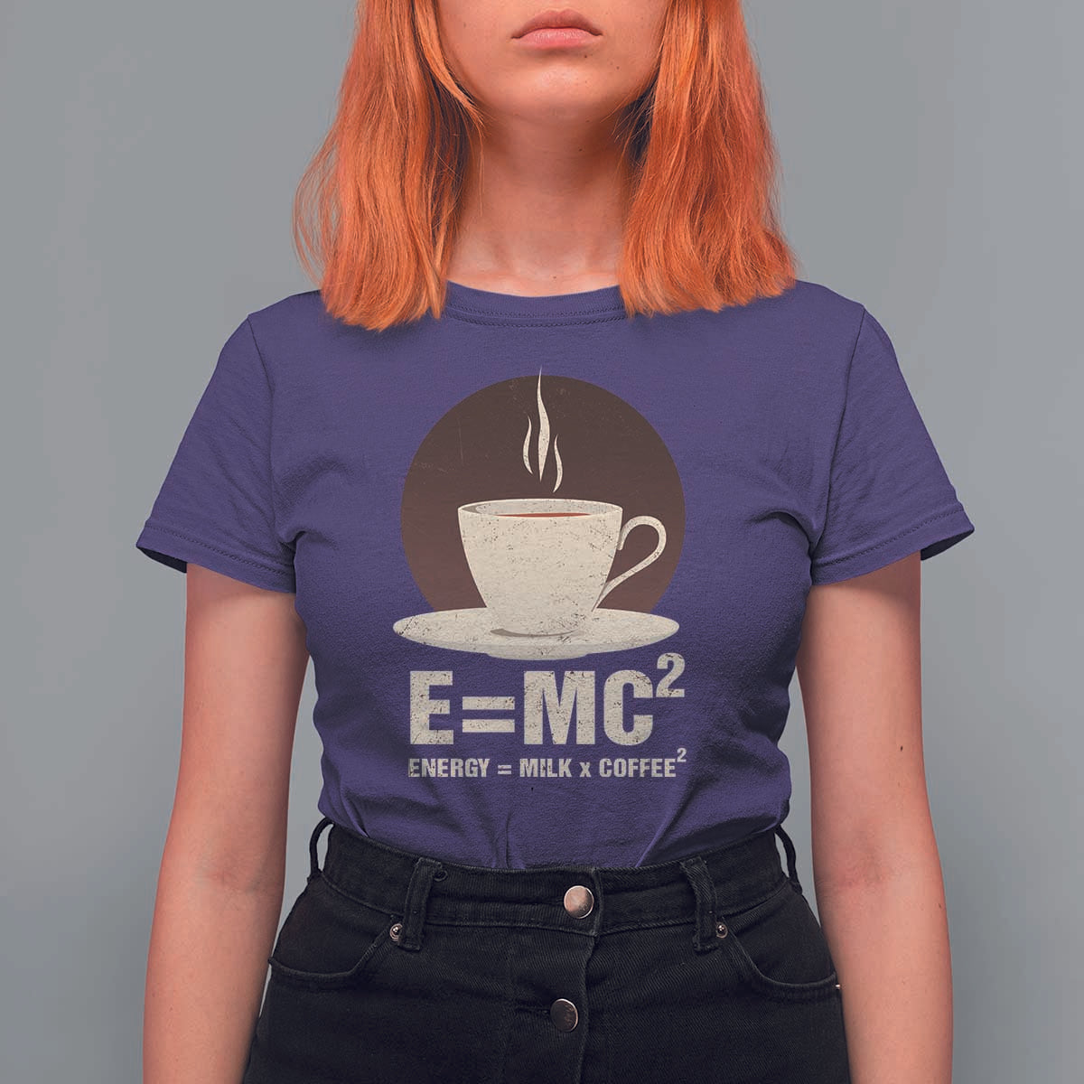 Funny Science T Shirt For Women E=MC2 Energy Milk Coffee Formula - Wonder Print Shop
