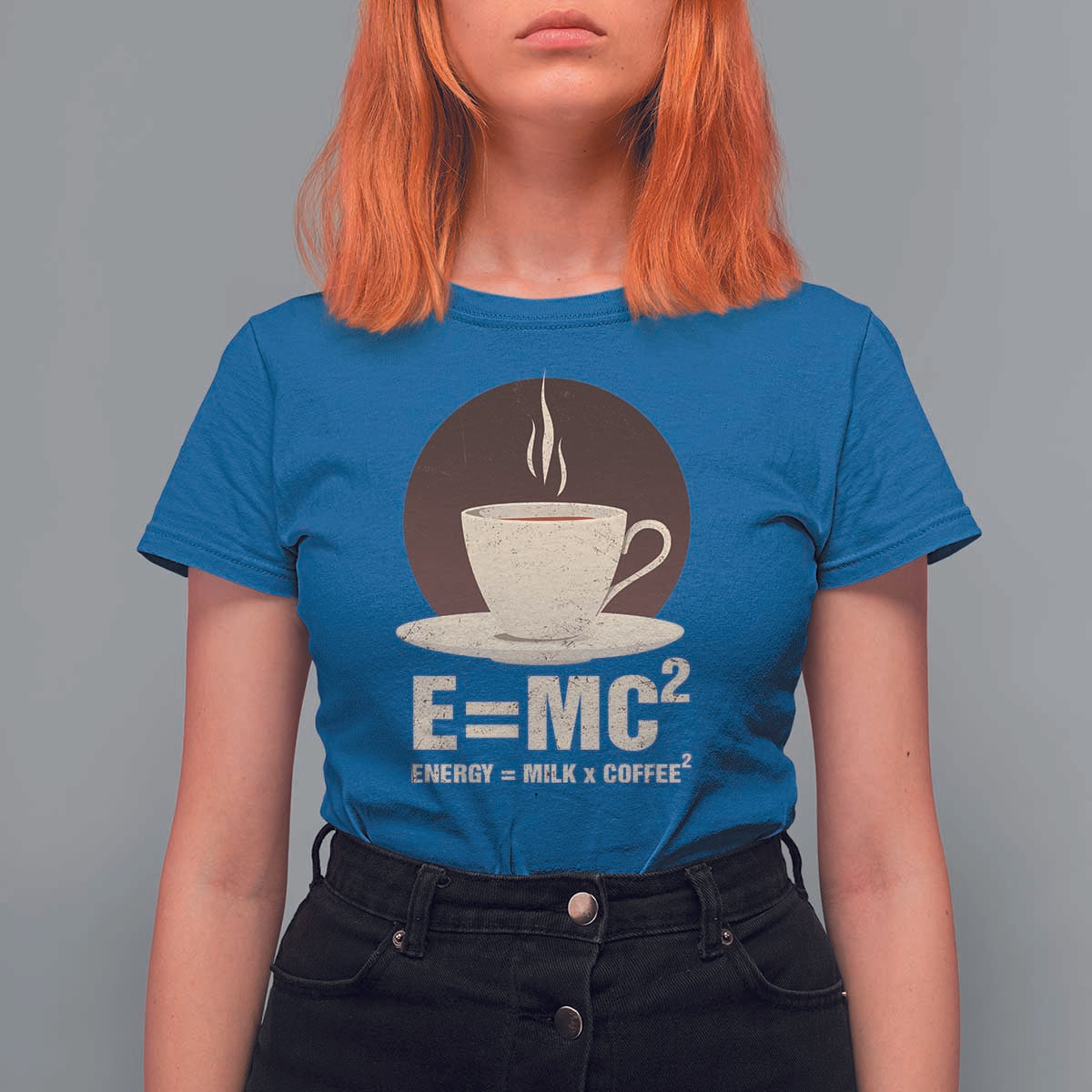 Funny Science T Shirt For Women E=MC2 Energy Milk Coffee Formula - Wonder Print Shop