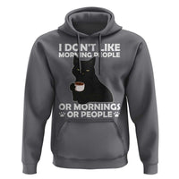 Sarcastic Cat Hoodie I Don't Like Morning People Mean Face With Coffee Cup - Wonder Print Shop