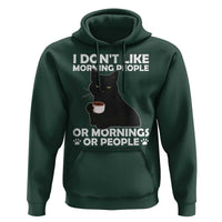 Sarcastic Cat Hoodie I Don't Like Morning People Mean Face With Coffee Cup - Wonder Print Shop