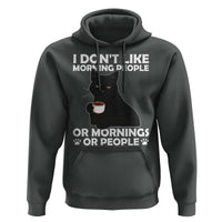 Sarcastic Cat Hoodie I Don't Like Morning People Mean Face With Coffee Cup - Wonder Print Shop