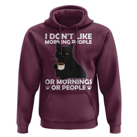 Sarcastic Cat Hoodie I Don't Like Morning People Mean Face With Coffee Cup - Wonder Print Shop