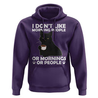 Sarcastic Cat Hoodie I Don't Like Morning People Mean Face With Coffee Cup - Wonder Print Shop