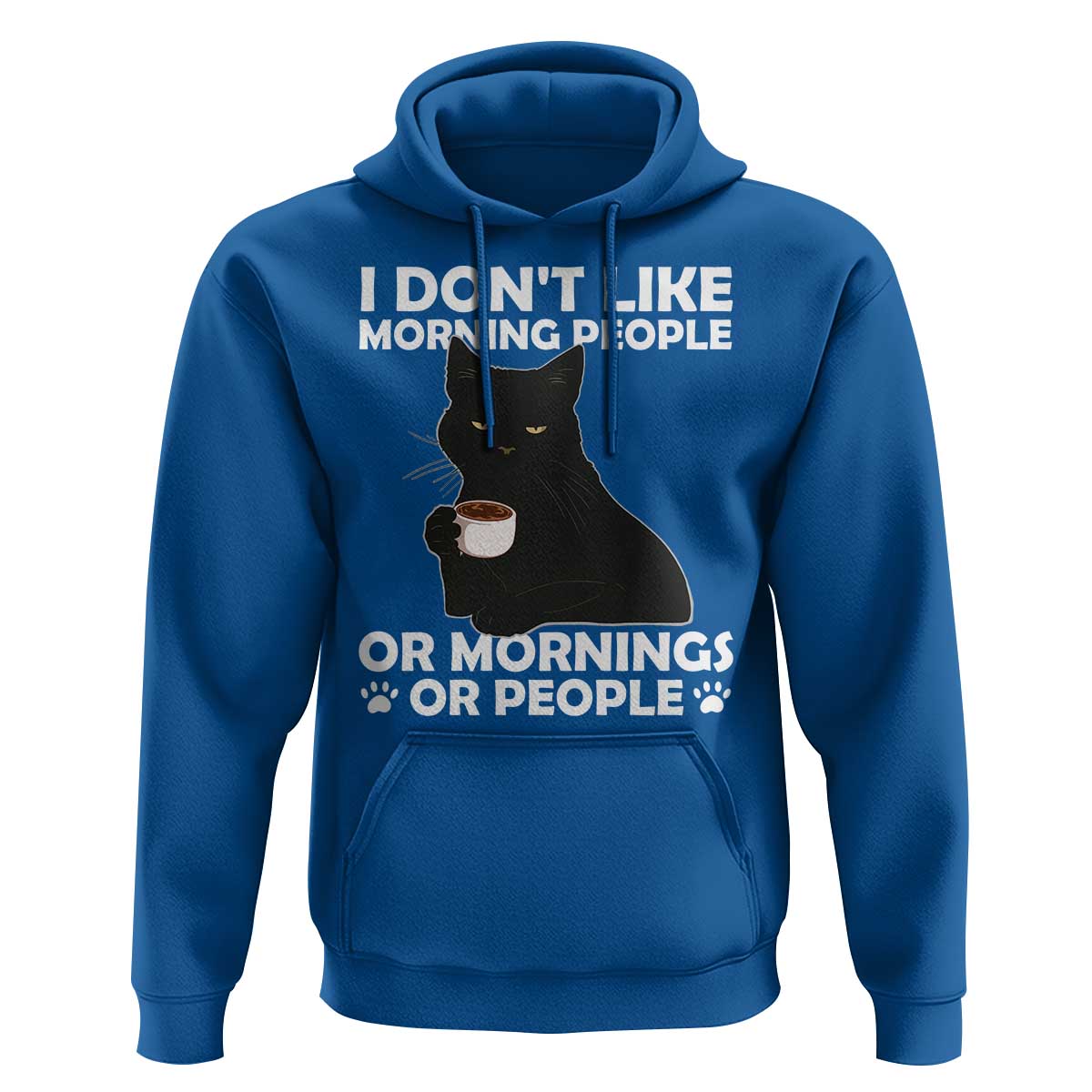 Sarcastic Cat Hoodie I Don't Like Morning People Mean Face With Coffee Cup - Wonder Print Shop