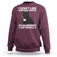 Sarcastic Cat Sweatshirt I Don't Like Morning People Mean Face With Coffee Cup - Wonder Print Shop