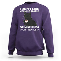 Sarcastic Cat Sweatshirt I Don't Like Morning People Mean Face With Coffee Cup - Wonder Print Shop