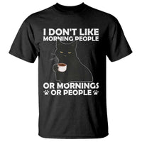 Sarcastic Cat T Shirt I Don't Like Morning People Mean Face With Coffee Cup - Wonder Print Shop