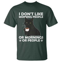 Sarcastic Cat T Shirt I Don't Like Morning People Mean Face With Coffee Cup - Wonder Print Shop