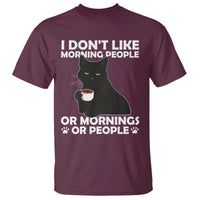 Sarcastic Cat T Shirt I Don't Like Morning People Mean Face With Coffee Cup - Wonder Print Shop