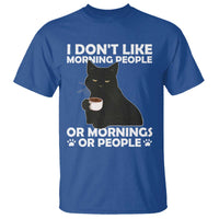 Sarcastic Cat T Shirt I Don't Like Morning People Mean Face With Coffee Cup - Wonder Print Shop