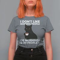 Sarcastic Cat T Shirt For Women I Don't Like Morning People Mean Face With Coffee Cup - Wonder Print Shop