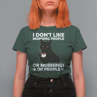 Sarcastic Cat T Shirt For Women I Don't Like Morning People Mean Face With Coffee Cup - Wonder Print Shop