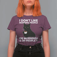 Sarcastic Cat T Shirt For Women I Don't Like Morning People Mean Face With Coffee Cup - Wonder Print Shop
