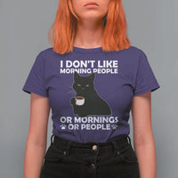 Sarcastic Cat T Shirt For Women I Don't Like Morning People Mean Face With Coffee Cup - Wonder Print Shop
