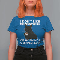 Sarcastic Cat T Shirt For Women I Don't Like Morning People Mean Face With Coffee Cup - Wonder Print Shop