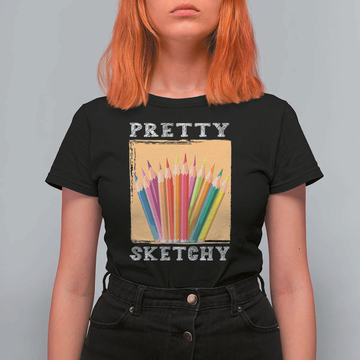 Drawing Pretty Sketchy T Shirt For Women Artist Sketching Vintage Retro Colored Pencils - Wonder Print Shop