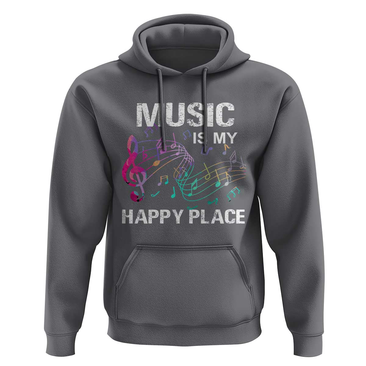 Music Is My Happy Place Hoodie Music Sheet Note Novelty Inspiring - Wonder Print Shop