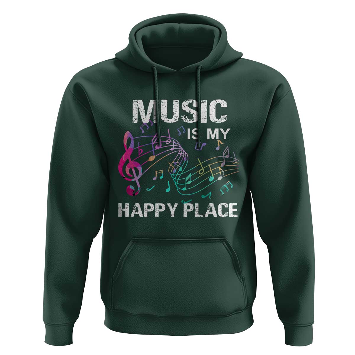Music Is My Happy Place Hoodie Music Sheet Note Novelty Inspiring - Wonder Print Shop