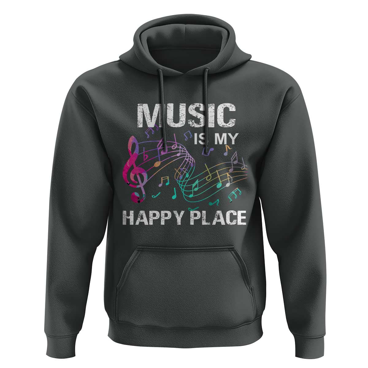 Music Is My Happy Place Hoodie Music Sheet Note Novelty Inspiring - Wonder Print Shop