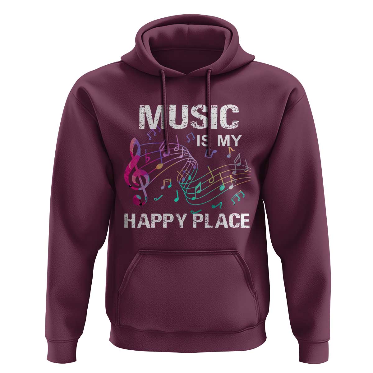 Music Is My Happy Place Hoodie Music Sheet Note Novelty Inspiring - Wonder Print Shop