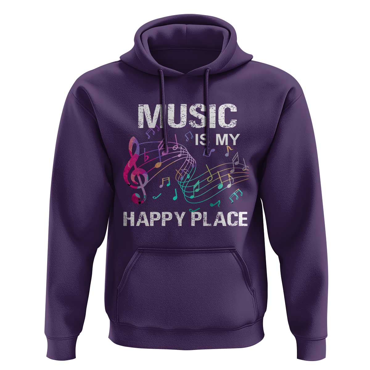 Music Is My Happy Place Hoodie Music Sheet Note Novelty Inspiring - Wonder Print Shop