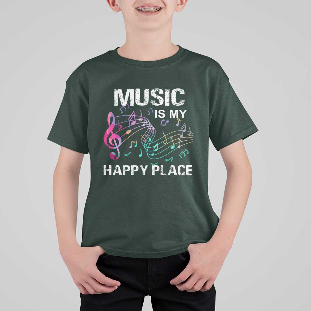 Music Is My Happy Place T Shirt For Kid Music Sheet Note Novelty Inspiring - Wonder Print Shop