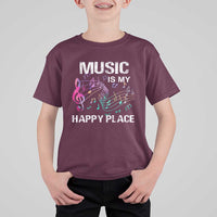 Music Is My Happy Place T Shirt For Kid Music Sheet Note Novelty Inspiring - Wonder Print Shop