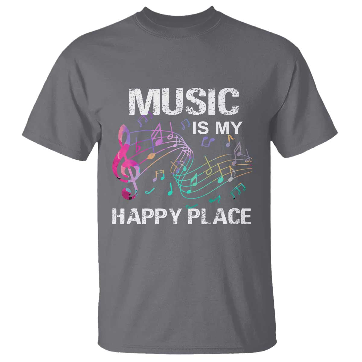 Music Is My Happy Place T Shirt Music Sheet Note Novelty Inspiring - Wonder Print Shop