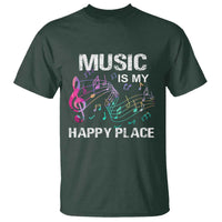 Music Is My Happy Place T Shirt Music Sheet Note Novelty Inspiring - Wonder Print Shop