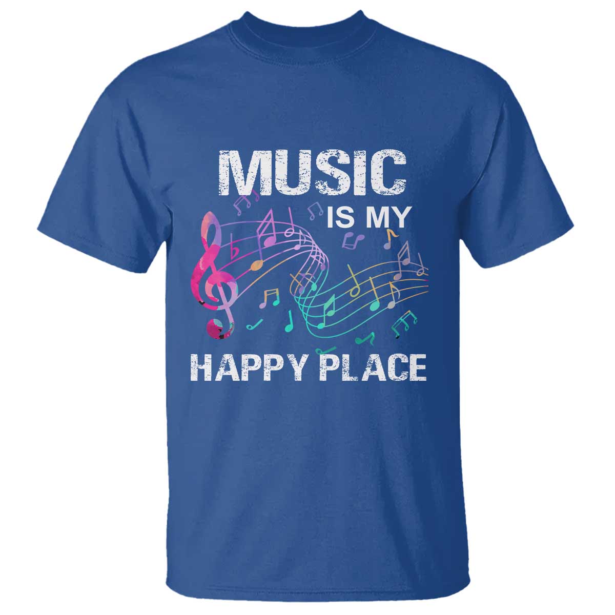 Music Is My Happy Place T Shirt Music Sheet Note Novelty Inspiring - Wonder Print Shop
