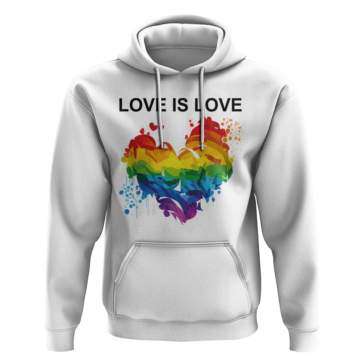 LGBTQ Hoodie Love Is Love Gay Pride LGBT Ally Vintage Rainbow Heart - Wonder Print Shop