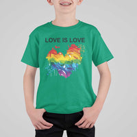 LGBTQ T Shirt For Kid Love Is Love Gay Pride LGBT Ally Vintage Rainbow Heart - Wonder Print Shop