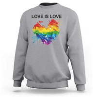 LGBTQ Sweatshirt Love Is Love Gay Pride LGBT Ally Vintage Rainbow Heart - Wonder Print Shop