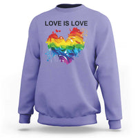 LGBTQ Sweatshirt Love Is Love Gay Pride LGBT Ally Vintage Rainbow Heart - Wonder Print Shop
