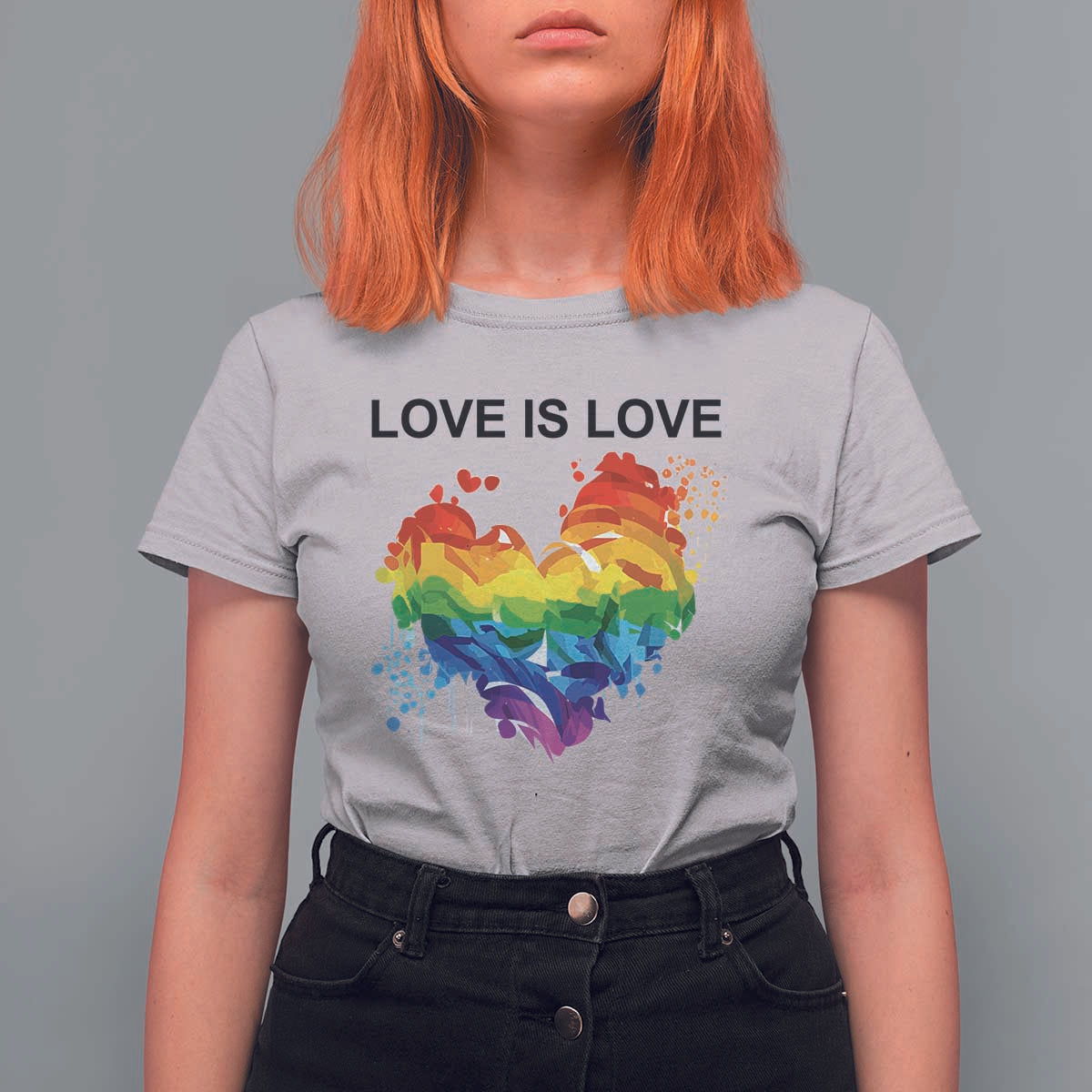 LGBTQ T Shirt For Women Love Is Love Gay Pride LGBT Ally Vintage Rainbow Heart - Wonder Print Shop