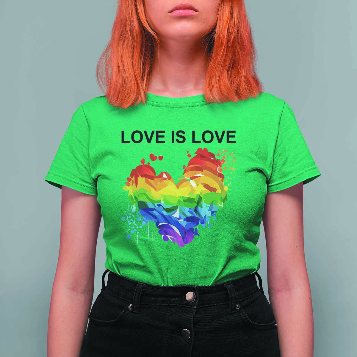 LGBTQ T Shirt For Women Love Is Love Gay Pride LGBT Ally Vintage Rainbow Heart - Wonder Print Shop