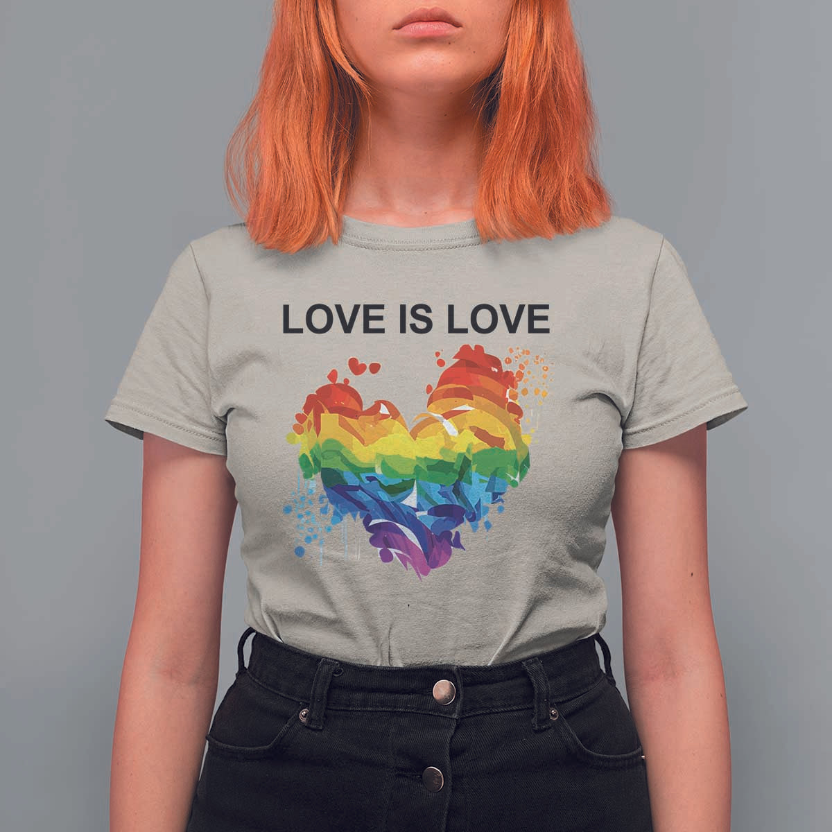LGBTQ T Shirt For Women Love Is Love Gay Pride LGBT Ally Vintage Rainbow Heart - Wonder Print Shop